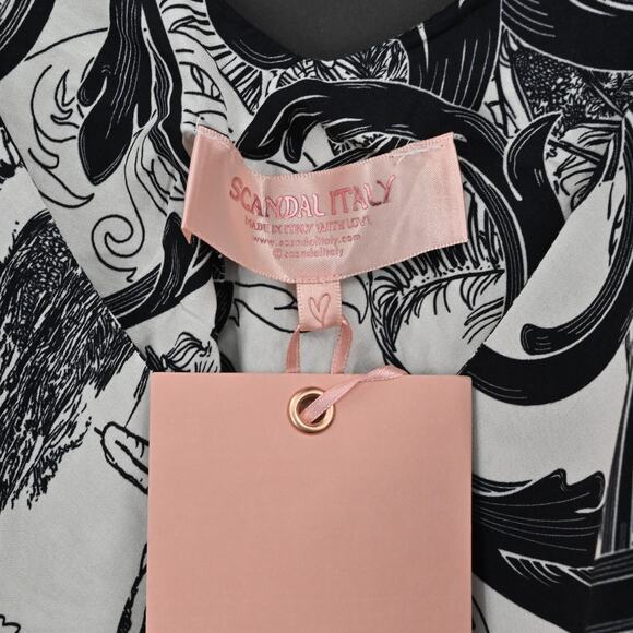 SCANDAL ITALY Womens Top Size M Molly Toile Black White Print Cami Blouse NEW‎ - Picture 5 of 10